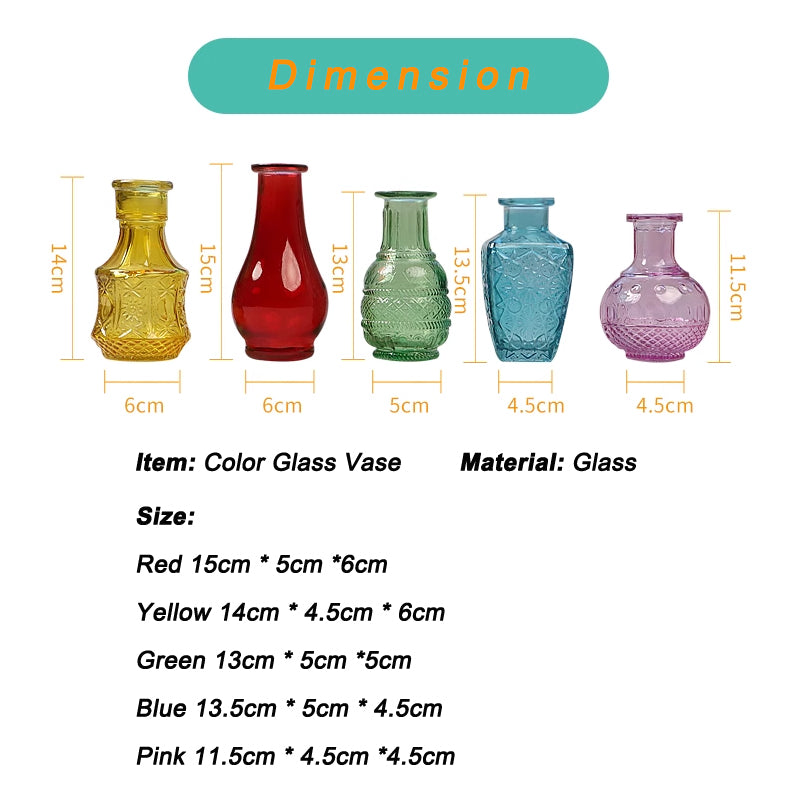 Mini Glass Color Vases/Bottles
