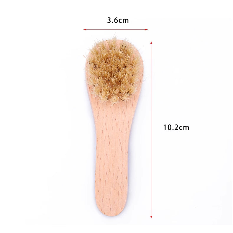 4" Small Shoe Brush Wood Handle with Real Boar Bristle Cleaning Shoes
