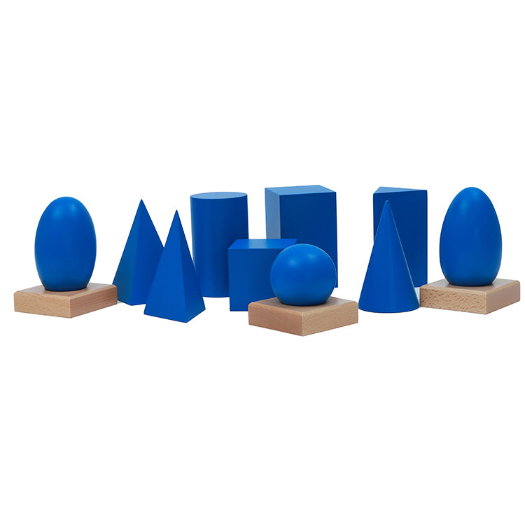 Sólidos geométricos con soporte, bases y caja