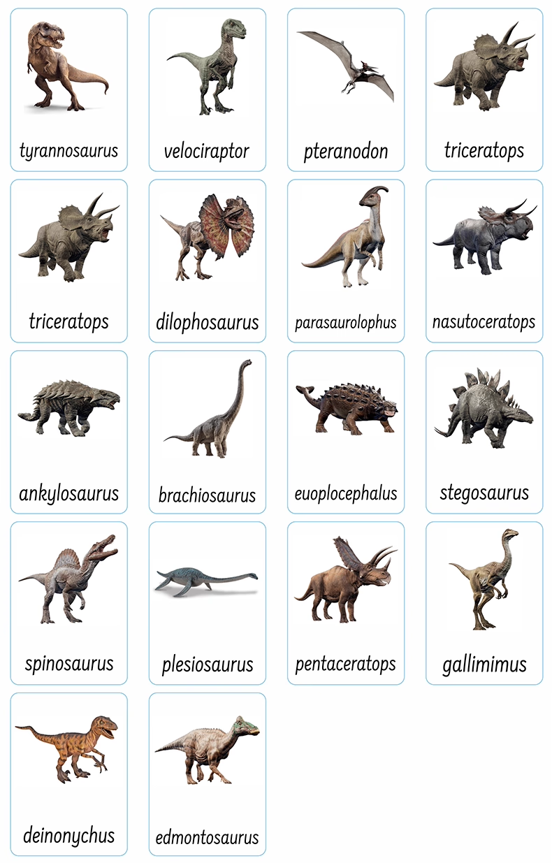 Tarjetas de dinosaurios de tres partes con soporte