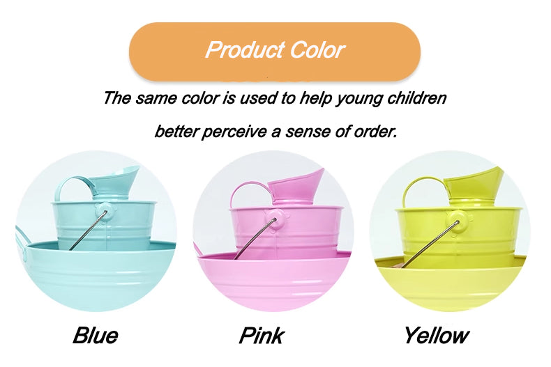 Montessori Metal Basin with Handles, Pitcher, Pail