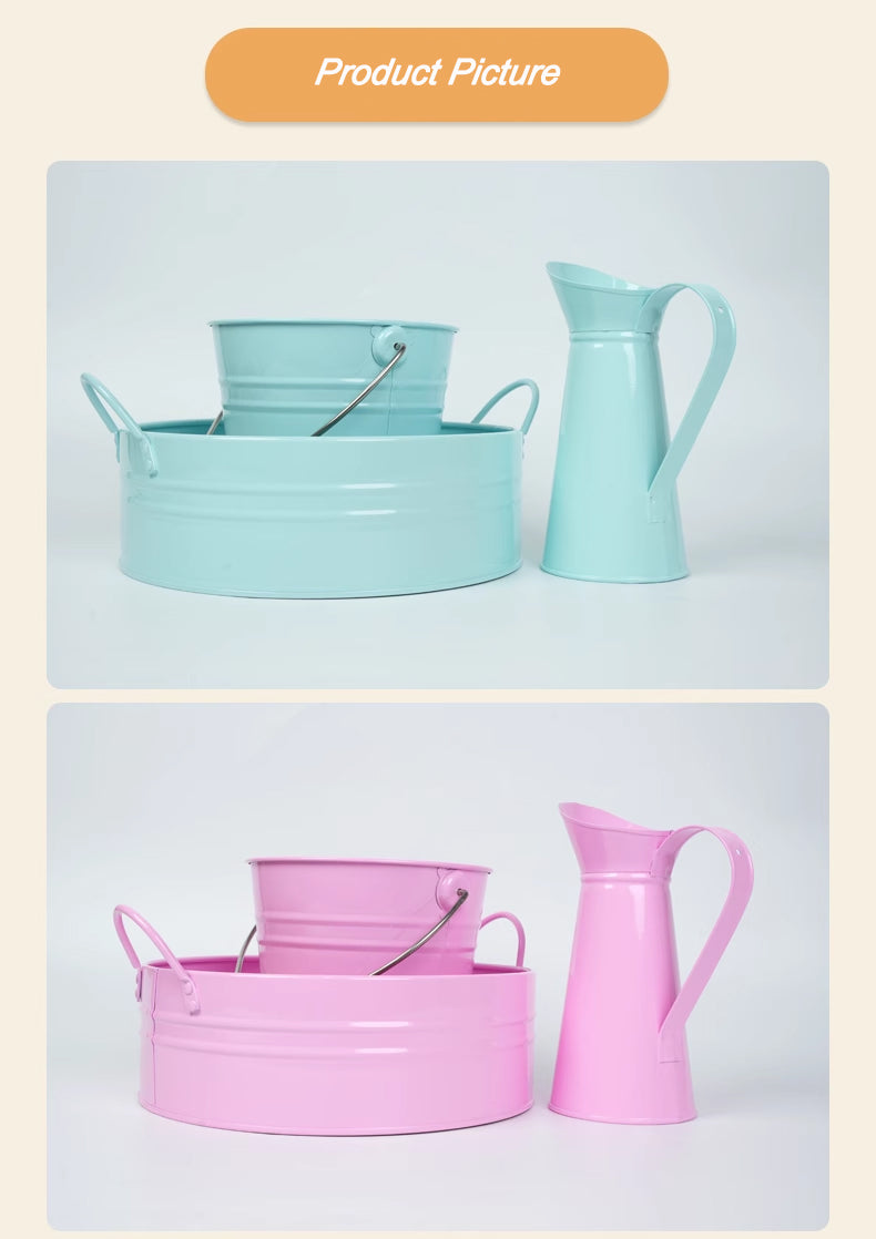 Montessori Metal Basin with Handles, Pitcher, Pail