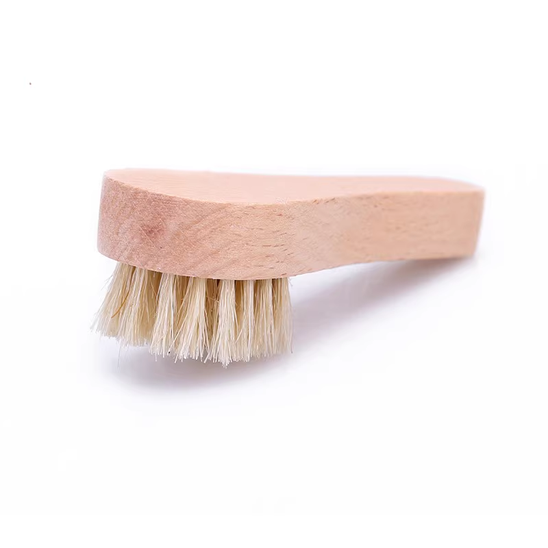 4" Small Shoe Brush Wood Handle with Real Boar Bristle Cleaning Shoes