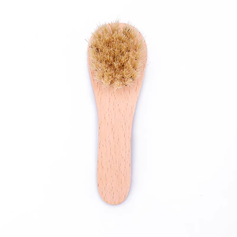 4" Small Shoe Brush Wood Handle with Real Boar Bristle Cleaning Shoes