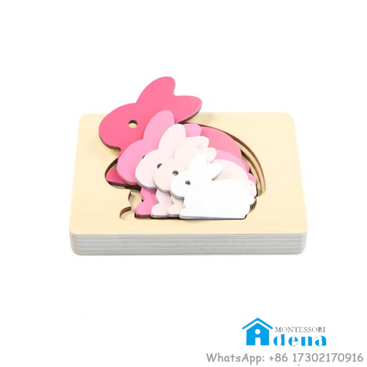 Gradient Layered Wooden Puzzles - Rabbit, Bird, Elephant, Whale