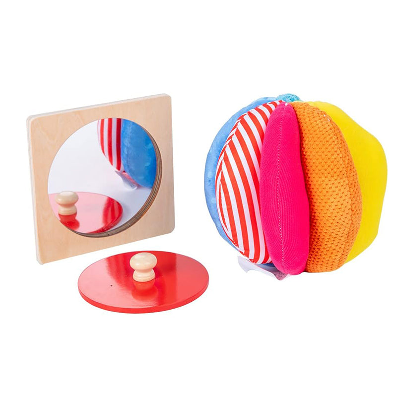 Montessori Baby Toys Play Kit - Mirror, Peekaboo, Knob Puzzle, Spinning Drum, Rainbow Ball - 6-12 Months Toddlers