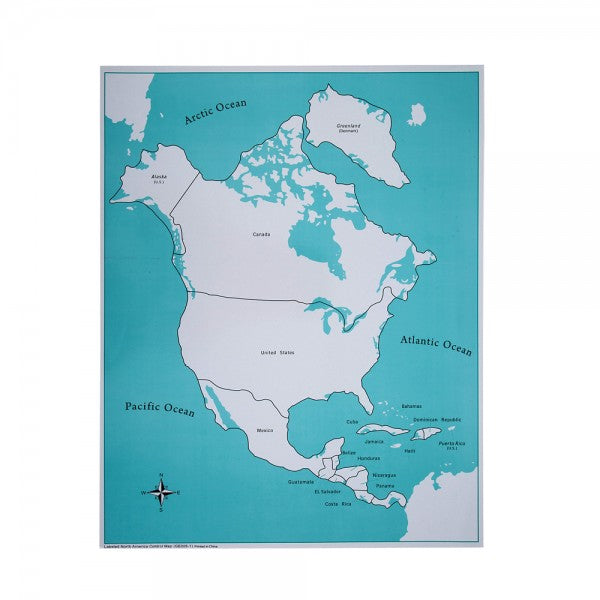 Mapa de control de América del Norte etiquetado -PVC
